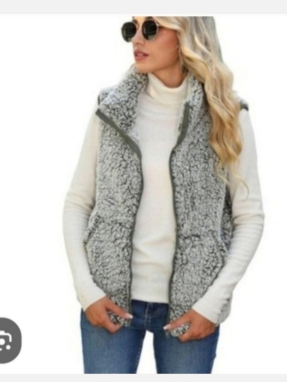 Francesca's Collections Gray Sherpa Vest Sz S